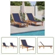 Leżaki ogrodowe - The Living Store Leżaki - 2 szt. - niebieskie - lite drewno akacjowe i textilene - Leżak Ogrodowy - miniaturka - grafika 1