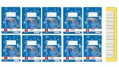 Pozostałe książki - Herlitz 3320207 zeszyty A5, 16 kartek, liniatura 02, w linie z marginesami, z papieru z certyfikatem FSC, opakowanie ekonomiczne 10 sztuk, różne wzory 3320207 - miniaturka - grafika 1