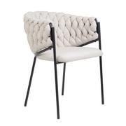 Krzesła - Stylowe krzesło plecione MERLE w tkaninie beżowe 57x59x78 cm - miniaturka - grafika 1