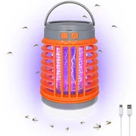 Latarki - Elektryczny zabijacz owadów 3 w 1 – z funkcją światła i latarki – ładowany przez USB i energię słoneczną – pomarańczowy - miniaturka - grafika 1