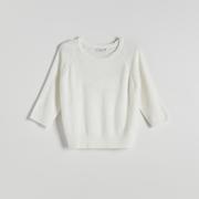 Swetry damskie - Reserved - Gładki sweter - Kremowy - miniaturka - grafika 1