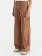 Spodnie damskie - Roxy Spodnie materiałowe ERJNP03678 Brązowy Regular Fit - miniaturka - grafika 1
