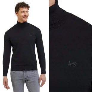Lee HIGH NECK KNIT Black CZARNY GOLF REGULAR FIT L - Swetry męskie - miniaturka - grafika 1