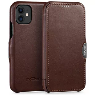 moVear flipSide C - Skórzane etui do Apple iPhone 11 (6.1") | Klasyczny pokrowiec z klapką, Skóra naturalna nappa (Ciemnobrązowy) - Etui i futerały do telefonów - miniaturka - grafika 1