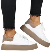 Półbuty damskie - TRAMPKI DAMSKIE ZE SKÓRY PÓŁBUTY SPORTOWE FILIPPO 6119 BIAŁE - miniaturka - grafika 1