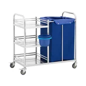 Meble i wyposażenie gabinetów medycznych - Steinberg Systems Wózek na pranie 3 półki i worek na pranie 50 kg stal nierdzewna - Wózki laboratoryjne - miniaturka - grafika 1