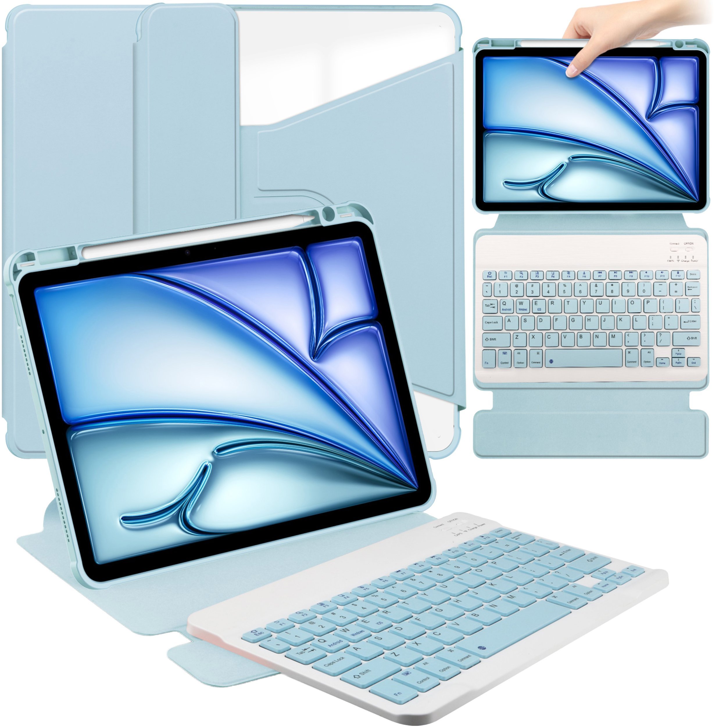 4kom.pl Etui z klawiaturą 360 do iPad Air 13 M4/ M3/ M2 2026/ 25/ 24 ochronne niebieskie
