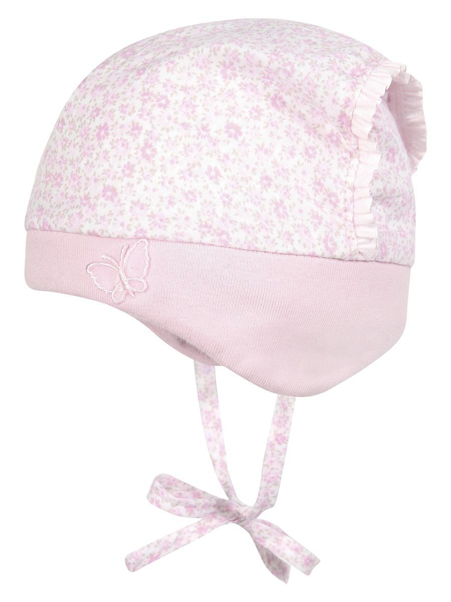 Niemowlęca czapka z motywem kwiatów różowa Doll r.45