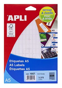 Apli Labels A5 Print & Write 8 x 12 mm białe 3825pieza (S) – samoprzylepne etykiety (białe, A5, 12 mm, 8 mm, 190 x 125 x 6 mm, 3825 sztuk (S)) - Etykiety do drukarek - miniaturka - grafika 1
