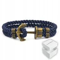 Bransolety męskie - MĘSKA BRANSOLETKA PLECIONA KOTWICA GRANATOWA - miniaturka - grafika 1