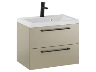 Szafka Wisząca Z Umywalką RON 60 cm - Cappuccino Mat - Uchwyty Czarne Matowe - Szafki łazienkowe - miniaturka - grafika 1