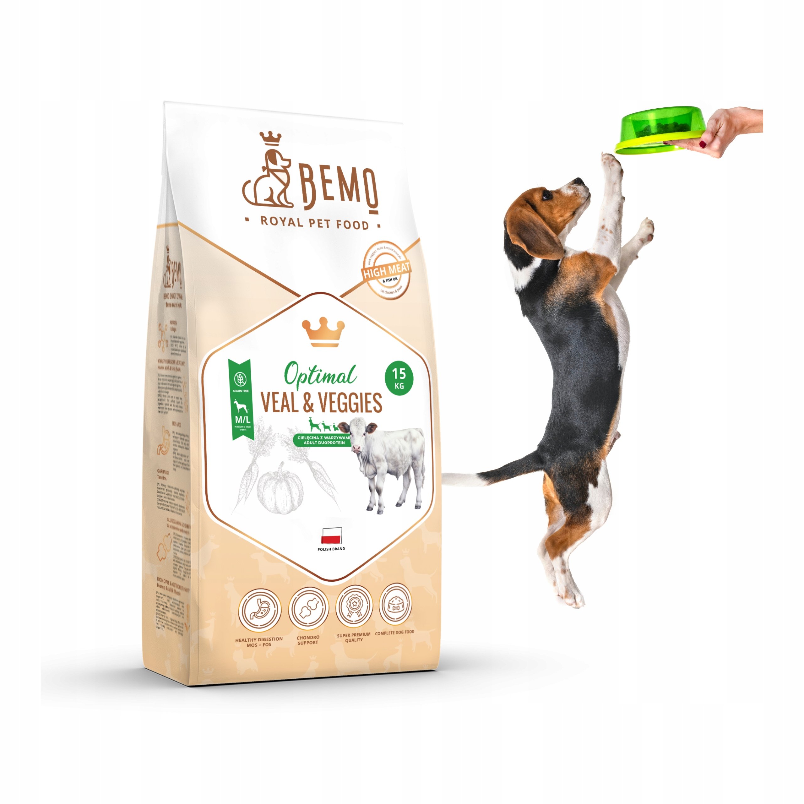 Karma dużego psa sucha Bemo Optimal Veal M/L 15 kg z cielęciną i warzywami