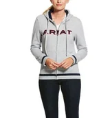 Kurtki jeździeckie - ARIAT Bluza damska LOGO FULL ZIP SS20 - heather grey/team - miniaturka - grafika 1