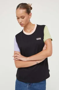Vans t-shirt bawełniany kolor czarny - Koszulki sportowe damskie - miniaturka - grafika 1