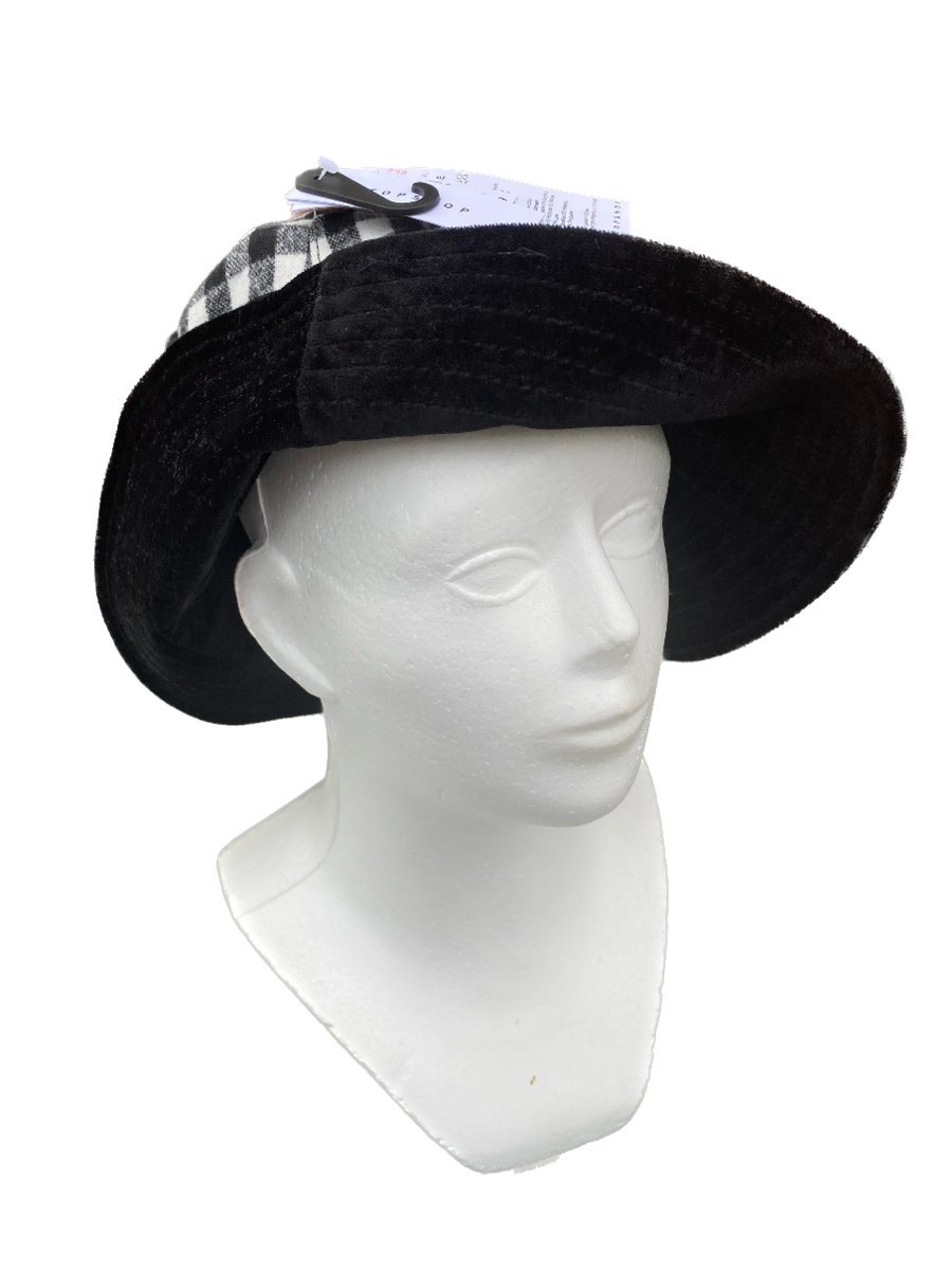 Czapka kapelusz damski zimowy Topshop krata czarno-biała r. uniwersalny