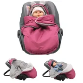 Śpiworki dla dzieci - Culbaby, Śpiworek Myszka do wózka/fotelika/gondoli, ortalion bordo/minky szary - miniaturka - grafika 1