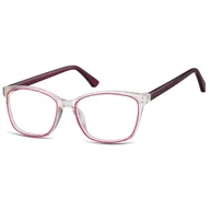 Okulary korekcyjne, oprawki, szkła - Damskie kocie oprawki korekcyjne okulary zerówki TR-99E bezbarwny/różowy - miniaturka - grafika 1
