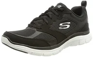 Trampki damskie - Skechers Damskie trampki Flex Appeal 4.0 Active Flow, Czarna, skórzana siatka biała wykończenie, 39 EU - miniaturka - grafika 1