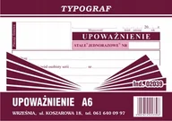 Druki akcydensowe - DRUK OFFSETOWY UPOWAŻNIENIE TYPOGRAF A6/80 02039 - miniaturka - grafika 1