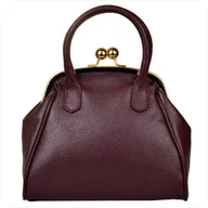 Torebki damskie - Damska torebka skóra naturalna zatrzask retro bordowa - miniaturka - grafika 1