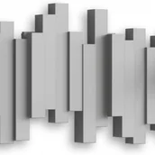 Zawiasy, okucia i inne akcesoria - Nowoczesny wieszak ścienny z motywem klawiszy fortepianu i 5 składanymi haczykami, szary - miniaturka - grafika 1