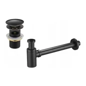 Korki do umywalek - Mexen półsyfon umywalkowy okrągły z korkiem ceramicznym klik-klak, z przelewem, czarny antyczny - miniaturka - grafika 1