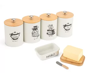 ZESTAW 4 POJEMNIKÓW KUCHENNYCH I MASELNICZKA E-6056 - Pojemniki kuchenne - miniaturka - grafika 1