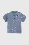 Koszulki dla chłopców - United Colors of Benetton polo bawełniane dziecięce kolor niebieski wzorzysty - miniaturka - grafika 1