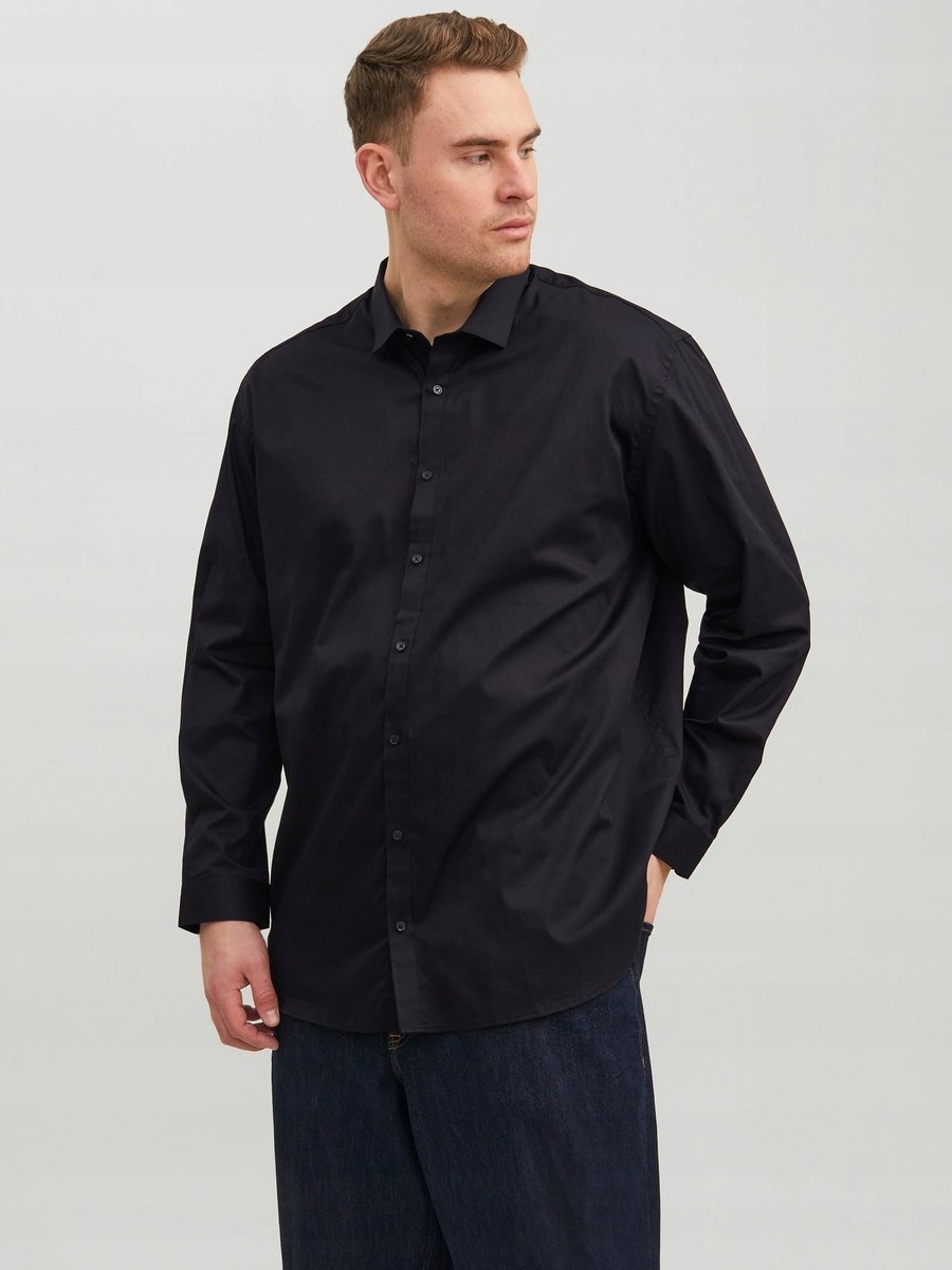 JACK&JONES PLUS SIZE MĘSKA ELEGANCKA CZARNA KOSZULA NA GUZIKI 6XL 6FA