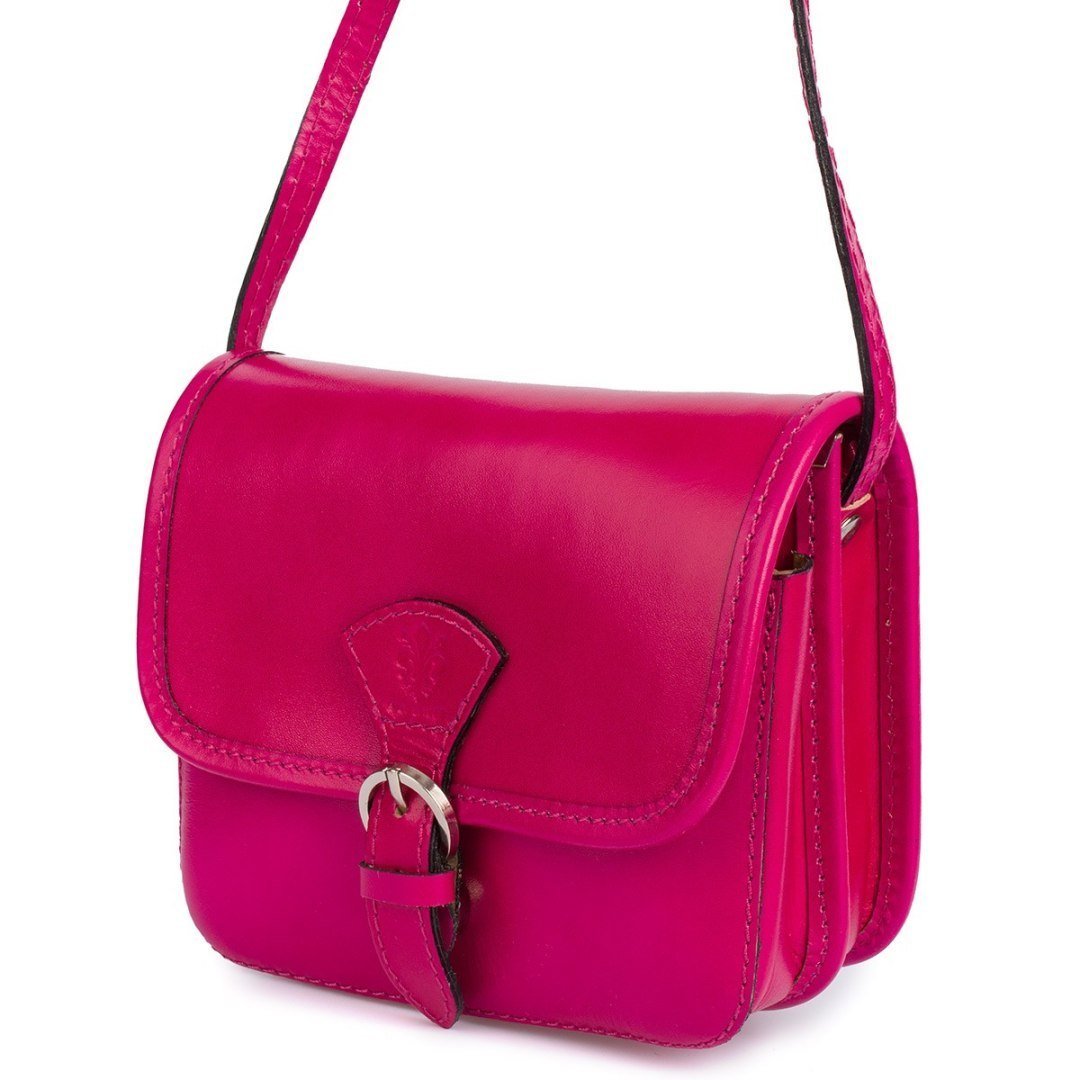 Różowa Beltimore Damska Skórzana Mała Torebka Listonoszka K66 Różowy