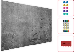 OUTLET Tablica magnetyczna metalowa BETON CEMENT 90x60cm MetalBoards blacha z nadrukiem na wszystkie rodzaje magnesów + zestaw akcesoriów GRATIS - Biuro i firma OUTLET - miniaturka - grafika 1