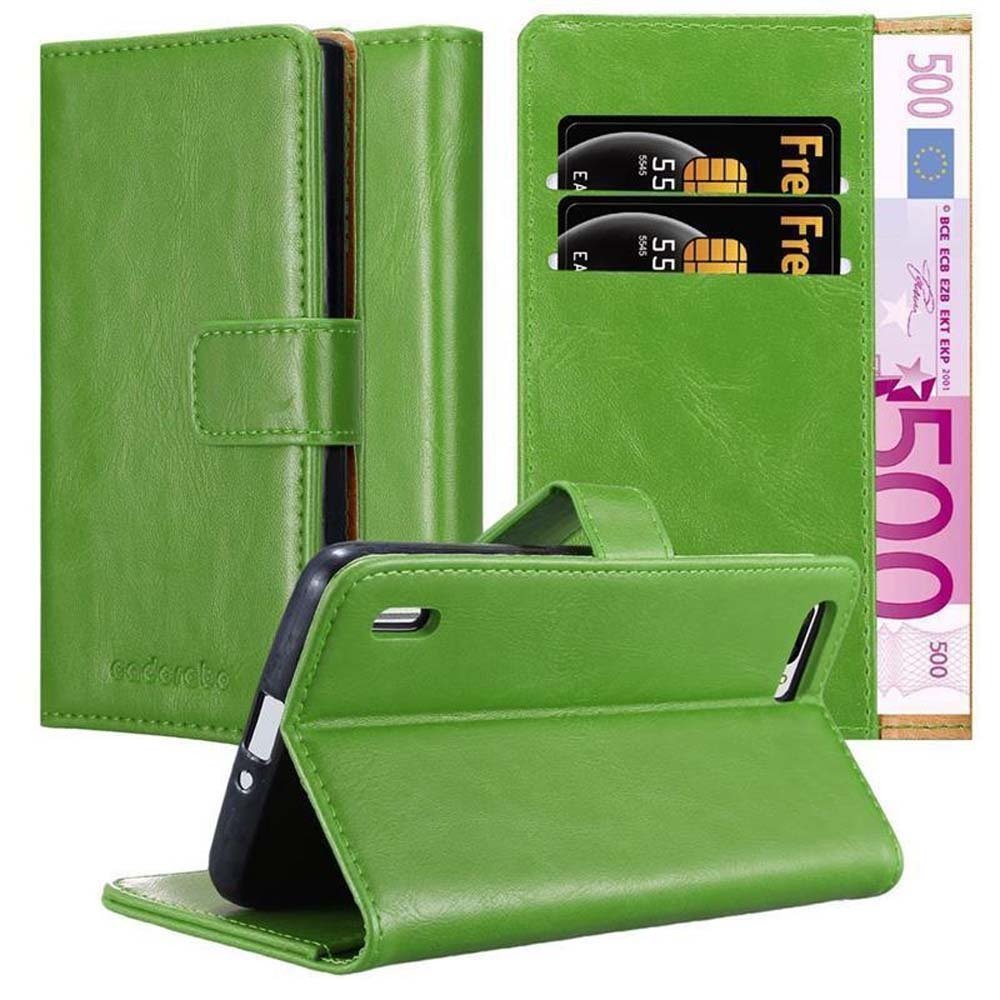 Etui Cadorabo do Honor 6 PLUS w kolorze ZIELONYM ZIELONYM Etui na telefon komórkowy z magnetycznym zamknięciem, funkcją podstawki i miejscem na kartę Etui Etui ochronne Etui z klapką w stylu książki