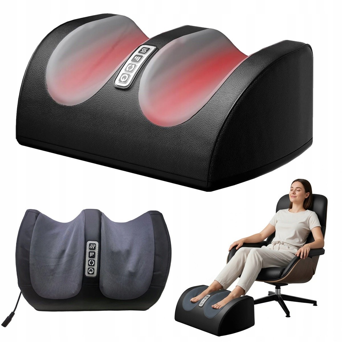 MASAŻER STÓP ELEKTRYCZNY Z GRZANIEM 15 MINUT 42°C CZARNY DO DOMU