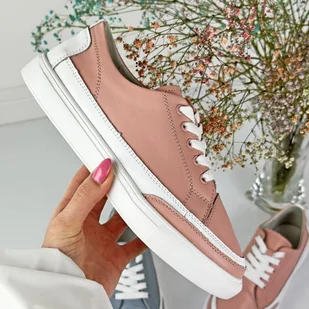 Różowe skórzane półbuty damskie Sergio Leone sp016 - Półbuty damskie - miniaturka - grafika 1