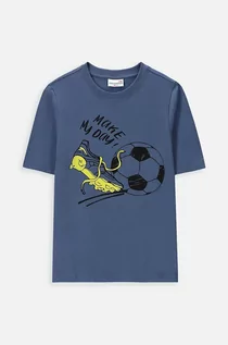 Koszulki dla chłopców - Coccodrillo t-shirt bawełniany dziecięcy kolor niebieski z nadrukiem - grafika 1
