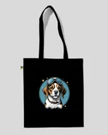 Torby i wózki na zakupy - TORBA BAWEŁNIANA NA ZAKUPY PIES BEAGLE Czarny - miniaturka - grafika 1