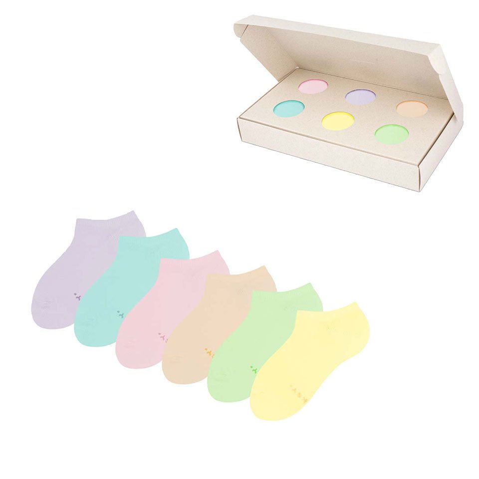 ZOOKSY zestaw klasycznych skarpetek stopek r.30-35 6 par, krótkie skarpetki unisex - PASTEL BOX