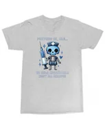 Koszulki i topy damskie - Koszulka dla pielęgniarki Koleżanka jest na urlopie Szkielet Szara XL - miniaturka - grafika 1