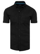 Koszule męskie - Koszula męska z krótkim rękawem czarna Dstreet KX0982 - miniaturka - grafika 1