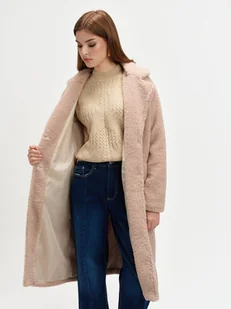 Beżowy płaszcz boucle - Płaszcze damskie Beżowy płaszcz boucle - Płaszcze damskie - miniaturka - grafika 1