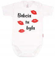Body dla niemowląt - BODY KR NAPIS nadruk BABCIA TU BYŁA r 68 KLEKLE - miniaturka - grafika 1