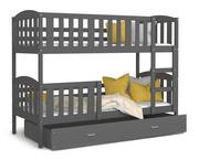 Łóżka dla dzieci i młodzieży - Łóżko piętrowe 190x80 szare KUBUŚ - miniaturka - grafika 1