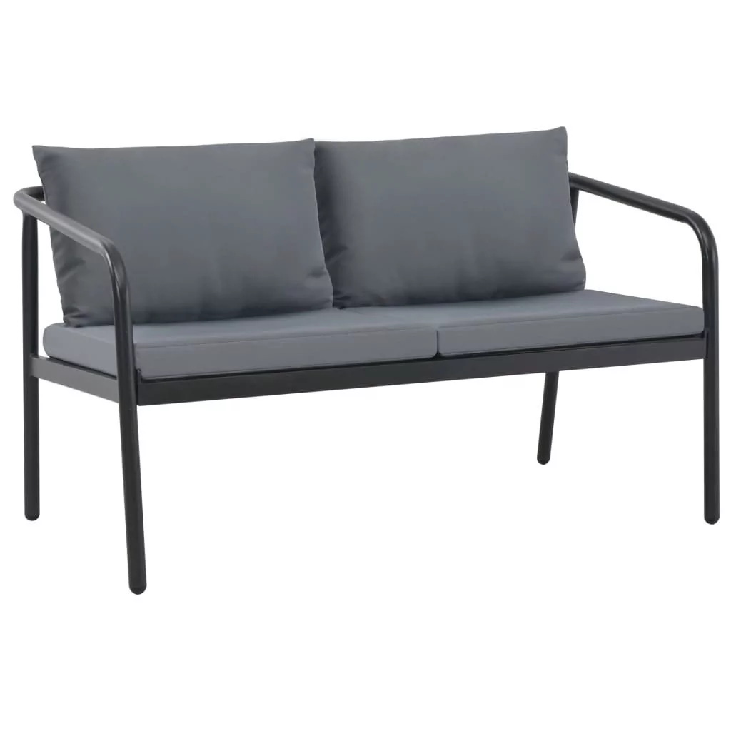 vidaXL Sofa ogrodowa z poduszkami, 2-osobowa, aluminium, szara