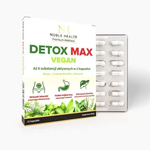 Noble Health Detox Max Vegan x 21 kaps (nowa formuła) - Odchudzanie i oczyszczanie - miniaturka - grafika 1