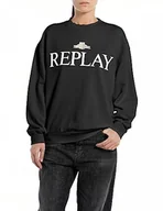 Bluzy damskie - Replay Damska bluza oversize, 098 BLACK, XXS - miniaturka - grafika 1