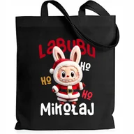 Torby i wózki na zakupy - Torba EKO Czarna Shopper HOHOHO Prezent Na Święta Mikołajki Wzory - miniaturka - grafika 1