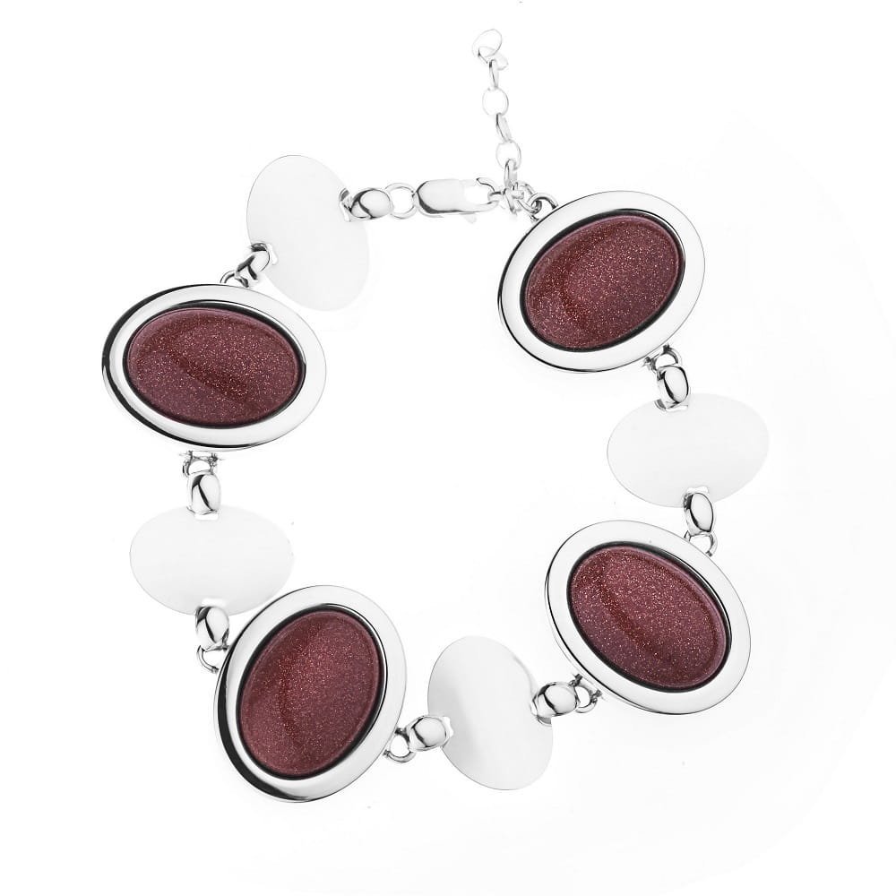 Srebrna bransoletka elegancka pr. 925 gładka z kamieniami - Piasek pustyni