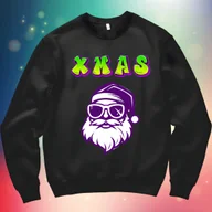 Bluzy męskie - Bluza uniwersalna standardowa z nadrukiem Mikołaj czarna rozmiar 3XL Święta Boże Narodzenie - miniaturka - grafika 1