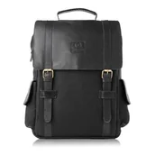 Plecaki - Pojemny czarny duży męski plecak na laptopa skóra naturalna bardzo mocny - miniaturka - grafika 1