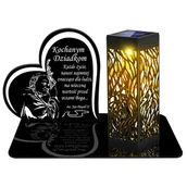 Lampiony i znicze - ZNICZ SOLARNY LED WIECZNY PODSTAWKA NA CMENTARZ GRÓB lampka Serce 3D DLA DZIADKÓW - miniaturka - grafika 1